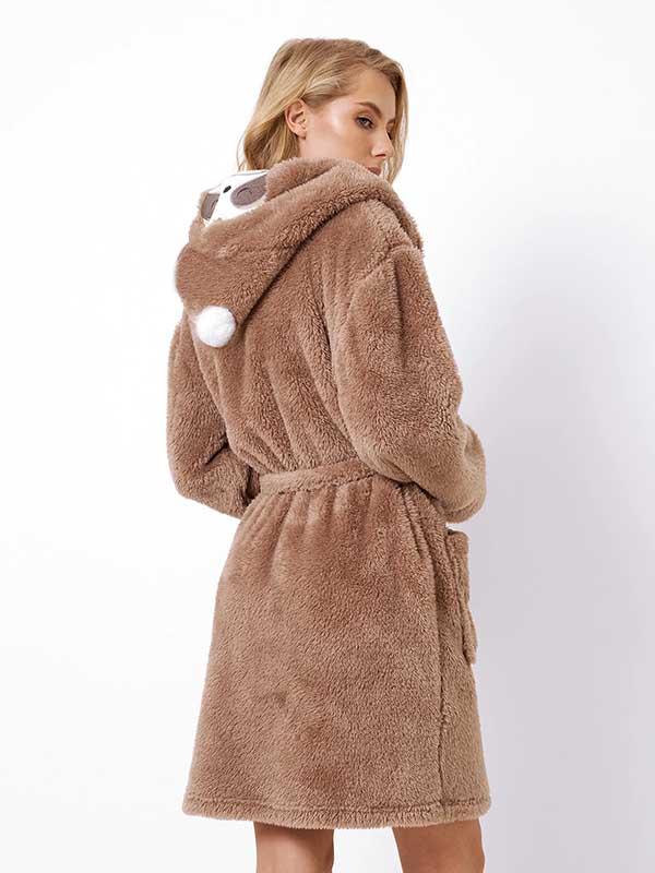 Aruelle īsais halāts ar kapuci "Sadie Caramel - White"