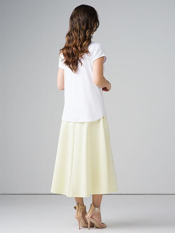 Lega хлопковая расклешенная юбка-миди "Mimoza Light Yellow"