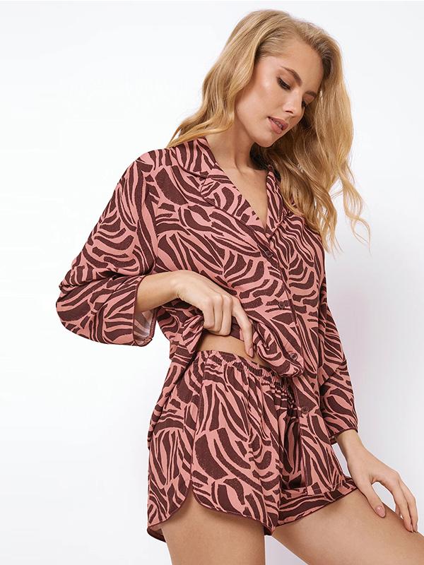 Aruelle īsa viskozes pidžama "Rosabel Short Coral - Dark Brown"