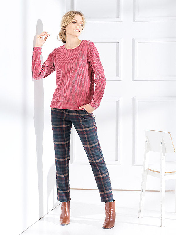 Lega tiesaus kirpimo kelnės "Charlie Navy - Bordeaux - Brown Tweed"