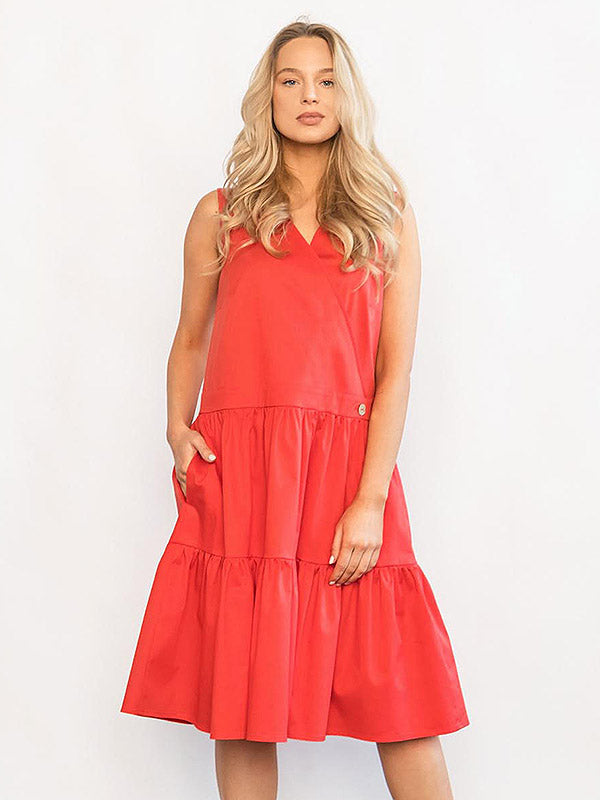 Atella medvilninė A silueto suknelė be rankovių "Henda Coral"