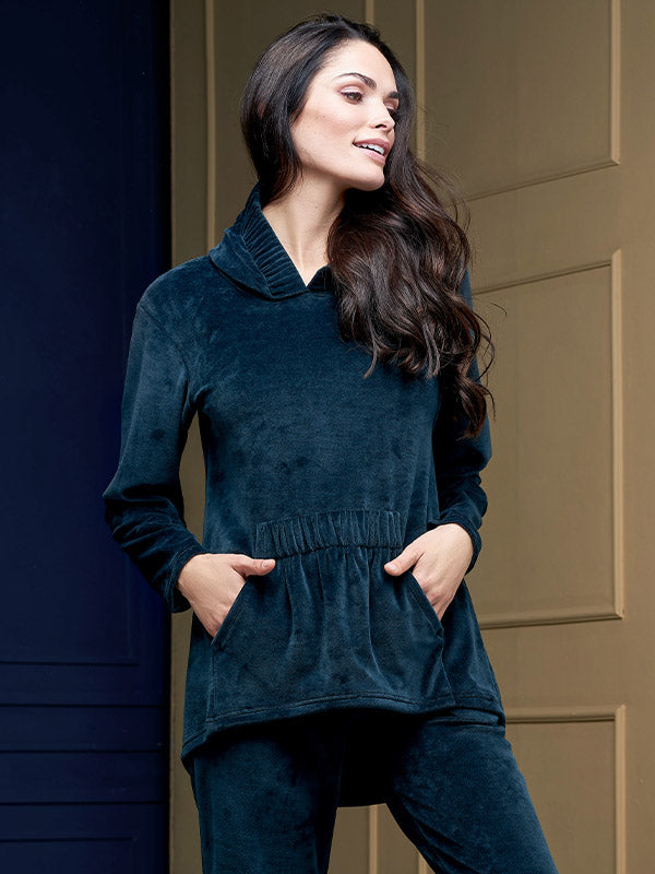 Lega medvilninis laisvalaikio džemperis "Minella Dark Green Velour"