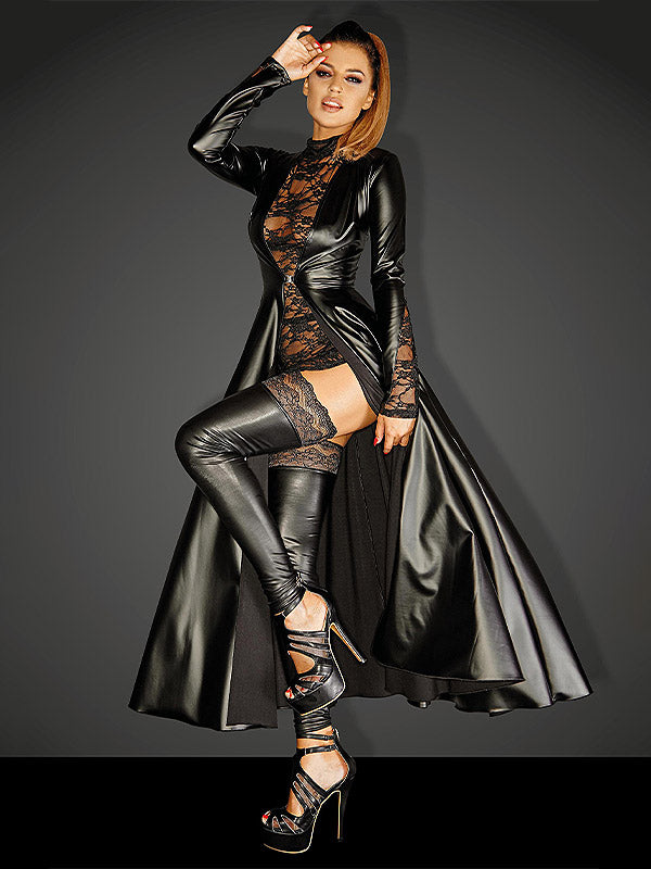 Noir Handmade šlapio efekto apsiaustas "Cassandra Black"