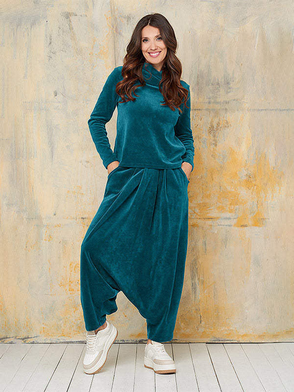 Lega medvilninės sijonkelnės "Susan Dark Teal Velour"