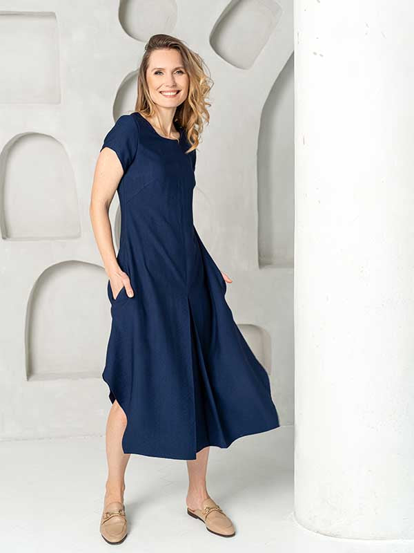 Lega viskozinė midi suknelė "Taylor Dark Blue"