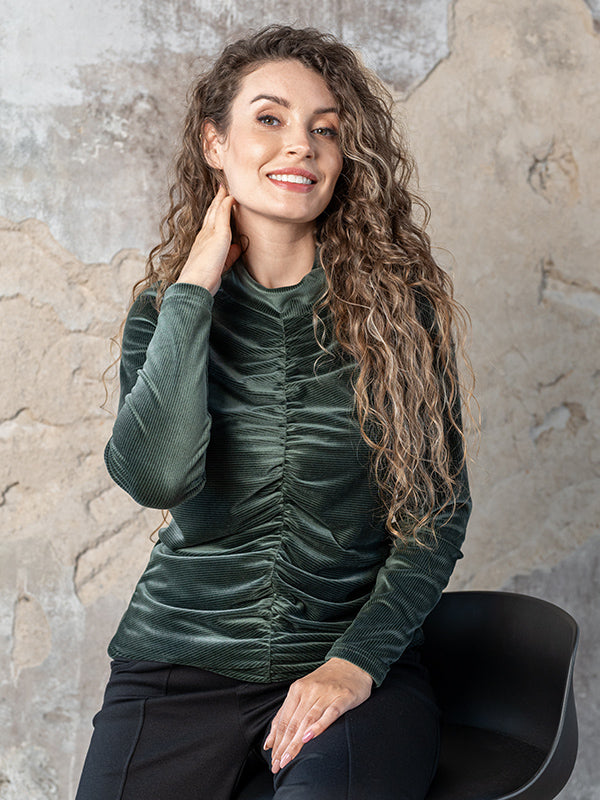 Lega puošni veliūrinė palaidinė "Zoya Green Velour"