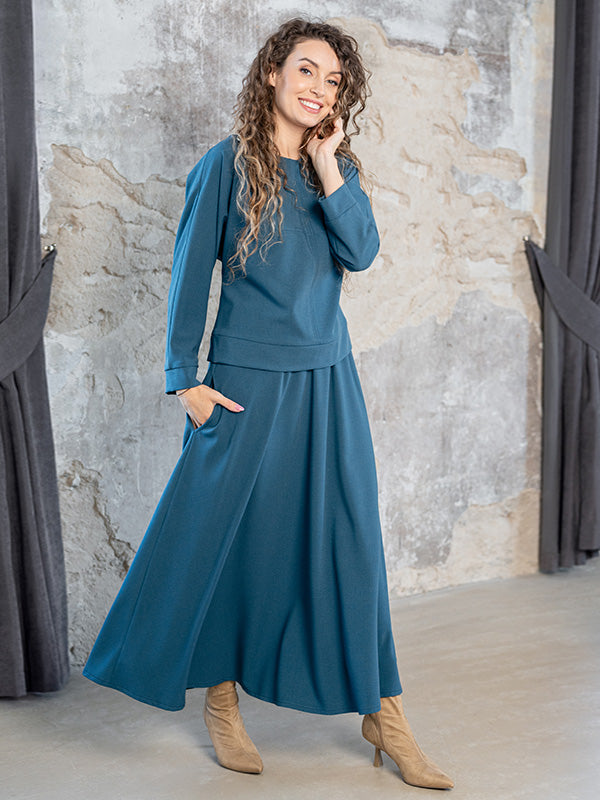 Lega platėjantis sijonas su viskoze "Herma Turquoise"