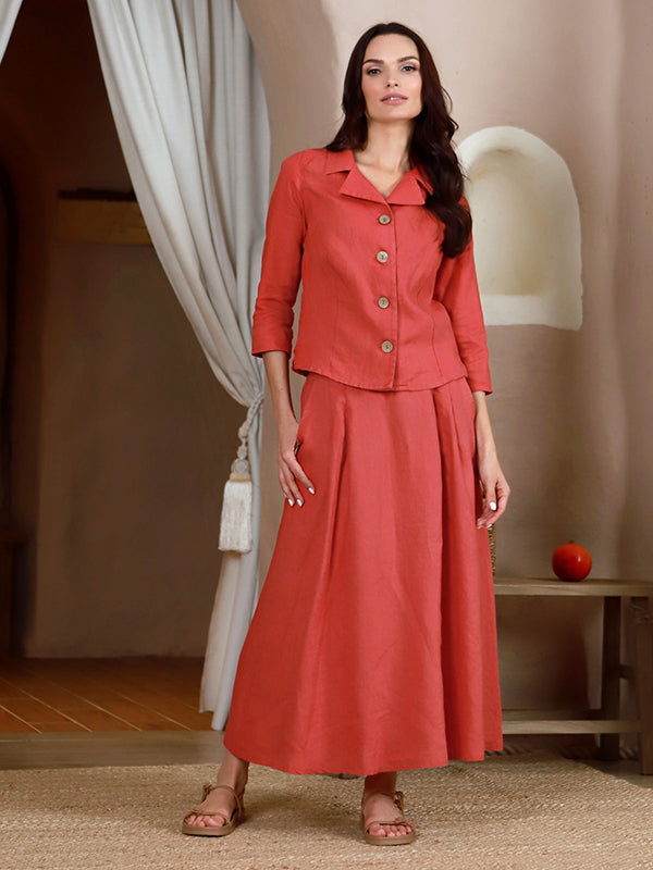 Lega ilgas lininis sijonas "Donella Raspberry"