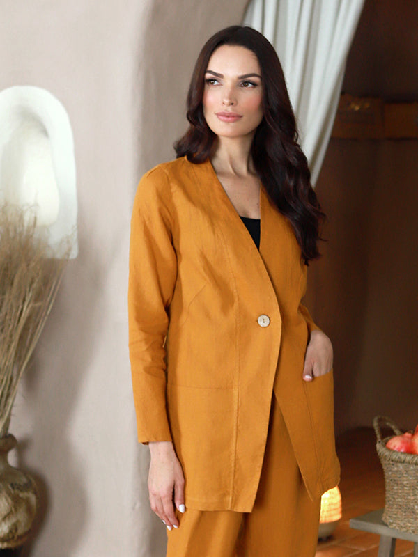 Lega lininis švarkelis "Krista Yellow"