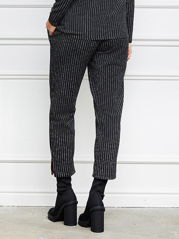 Lega kelnės "Arietta Black - White Stripes"