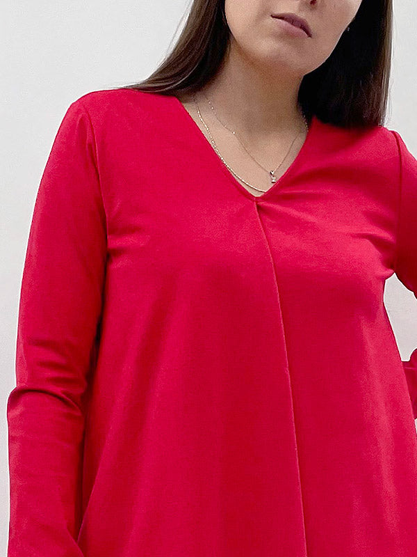 Il Vento E La Seta laisvo kirpimo asimetrinė suknelė "Caroline Red"