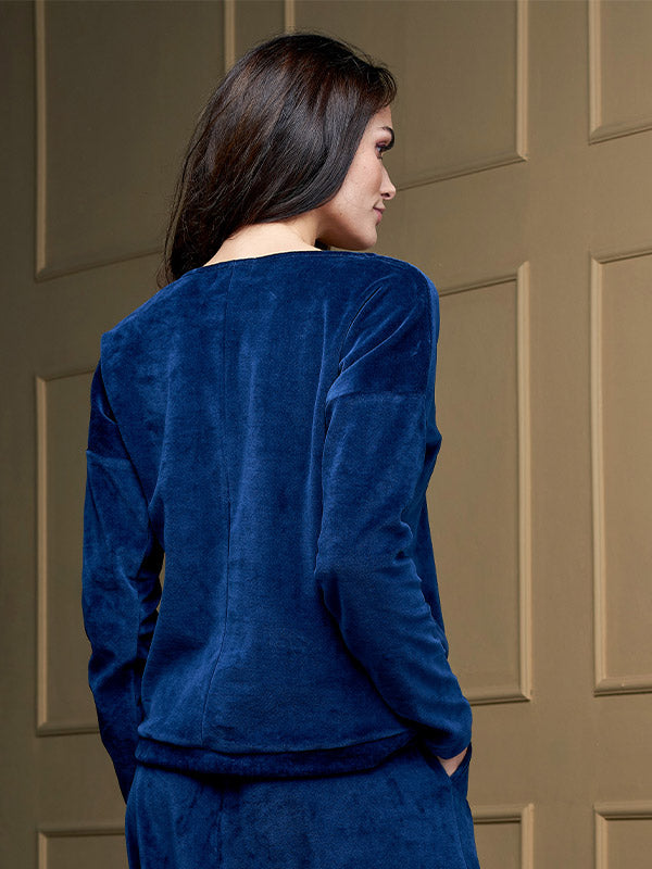 Lega medvilninė laisvalaikio palaidinė "Milina Blue Velour"