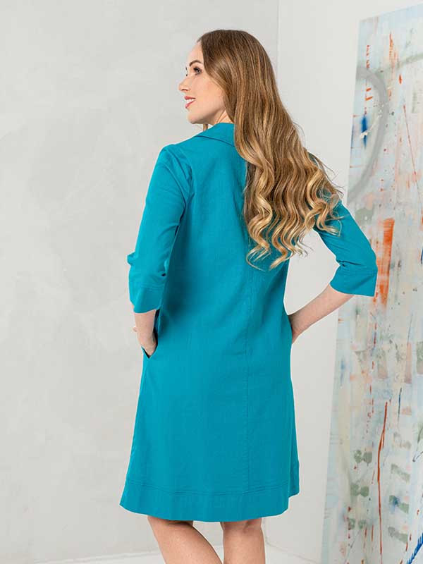 Lega tampraus lino suknelė "Samuela Turquoise"