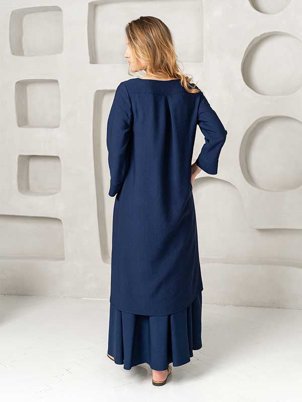 Lega ilgas viskozinis sijonas "Benita Dark Blue"