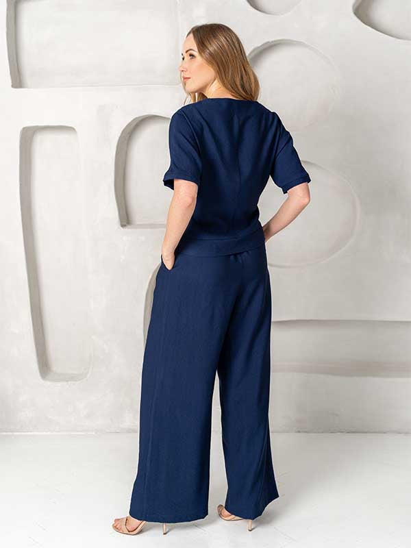 Lega plačios viskozinės kelnės "Zelma Dark Blue"