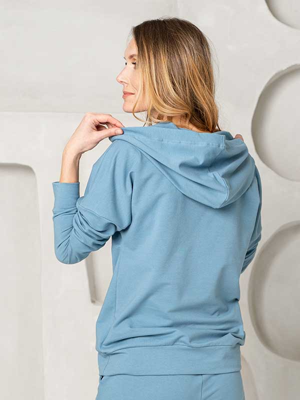 Lega medvilninis džemperis su gobtuvu "Solana Greyish Blue"