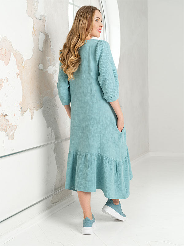 Lega midi muslino suknelė "Reet Mint Blue"