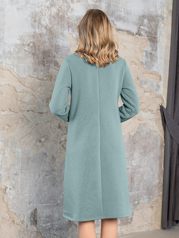 Lega medvilninė suknelė su pūkeliu iš vidaus "Beatriche Dusty Blue"