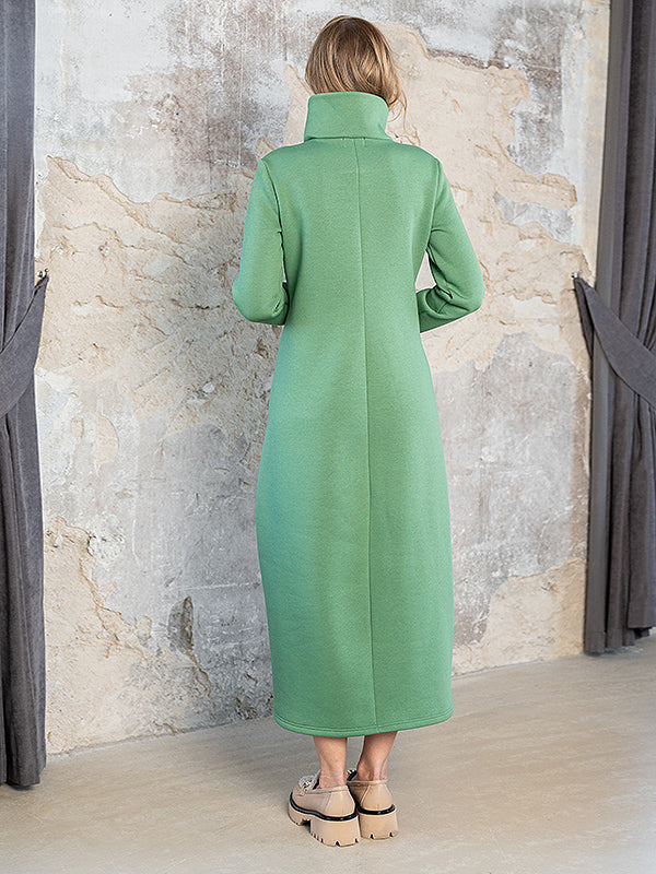 Lega ilga medvilninė suknelė su pūkeliu iš vidaus "Trisha Green"