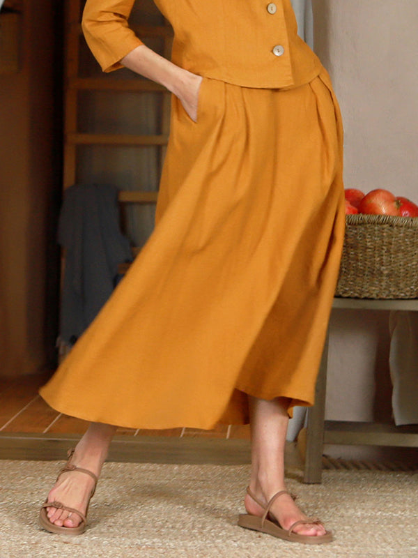 Lega ilgas lininis sijonas "Donella Yellow"