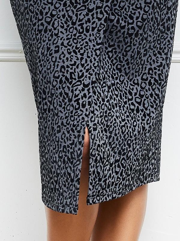 Lega svārki "Elysa Grey - Black Velour Cheetah Pattern"
