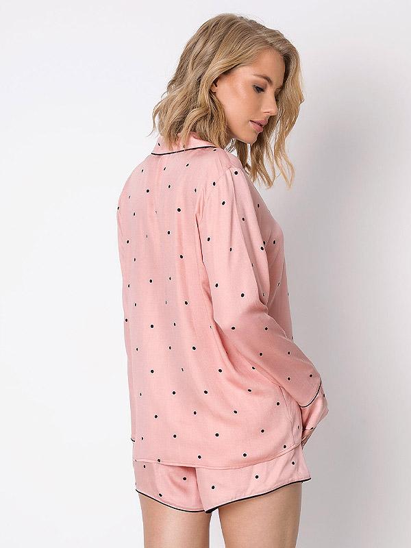 Aruelle короткая вискозная пижама "Mona Short Pink - Black Dots"