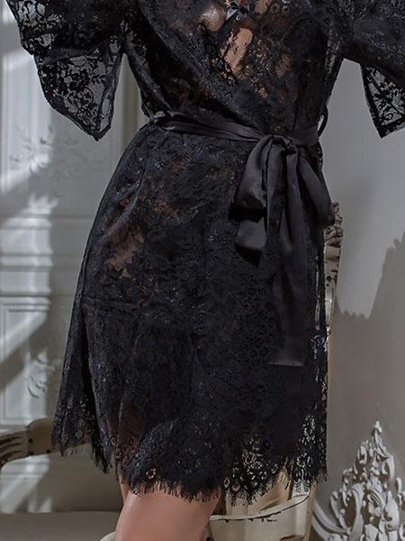 MiaMia кружевной халат "Chanell Black"