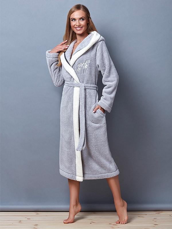 L&L garš halāts ar kapuci "Kerstin Crystal Grey"