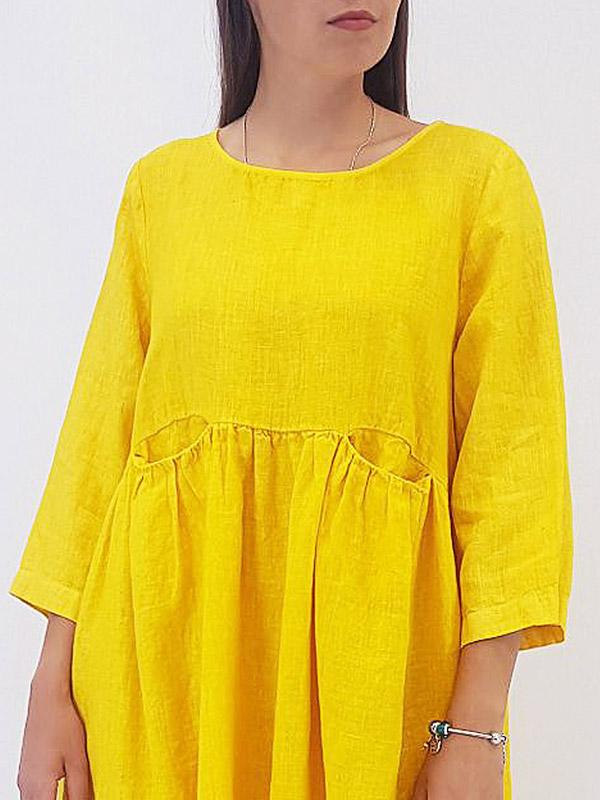 Il Vento E La Seta lina kleita "Sunita Yellow"