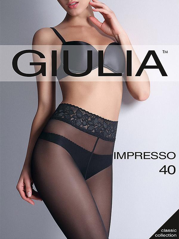 Giulia zeķbikses ar mežģīnēm un silikona josliņu "Impresso 40 Den Nero"