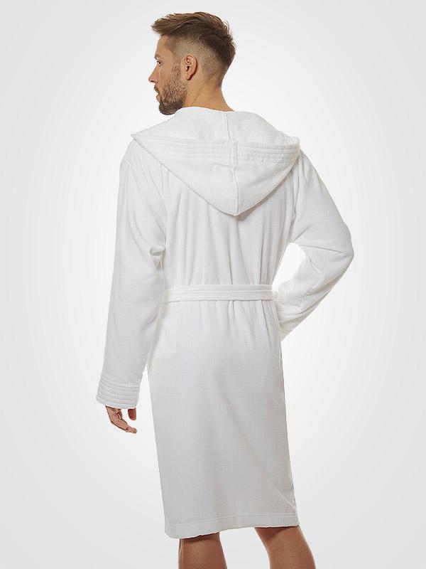 L&L kokvilnas vīriešu halāts "Max White"