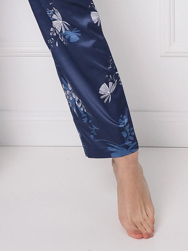 Aruelle atlasa pidžama "Whiley Long Navy - Blue - White Flower Print"