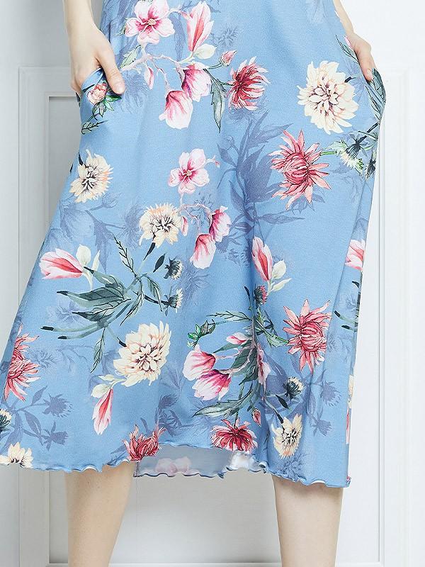 Lega viskozes kleita "Samantha Greyish Blue - Multicolor Flower Print"