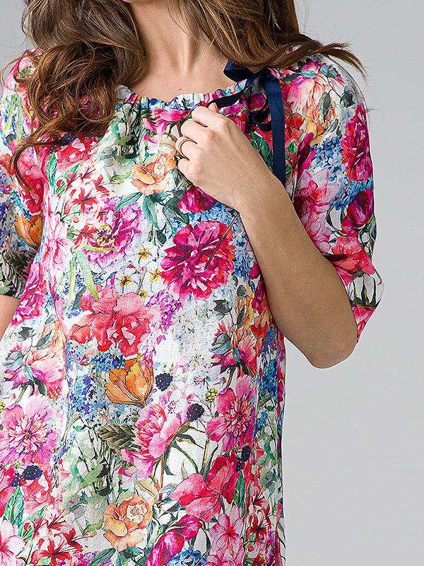 Lega lina kleita "Dora Multicolor Flower Print"