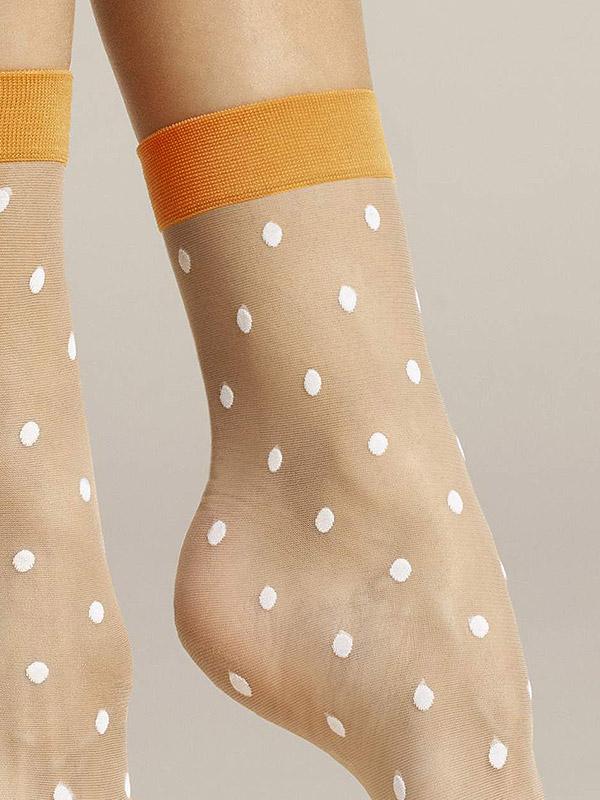 Fiore носочки в точечку "Papavero 20 Den Poudre - Orange - White Dots"