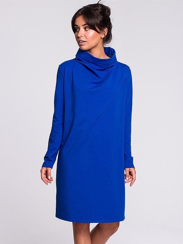 BeWear kokvilnas kleita ar augstu apkakli "Loryn Royal Blue"