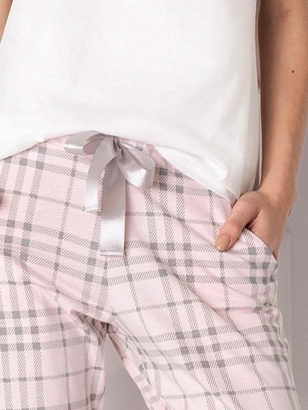 Aruelle kokvilnas pidžama "Londie Long White - Pink"