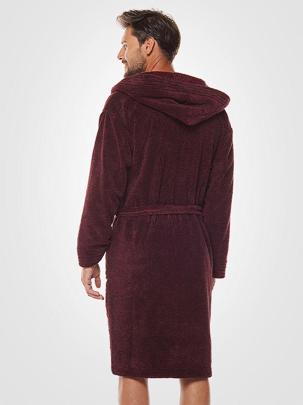 L&L vīriešu halāts ar kapuci "Bruce Bordeaux Melange"