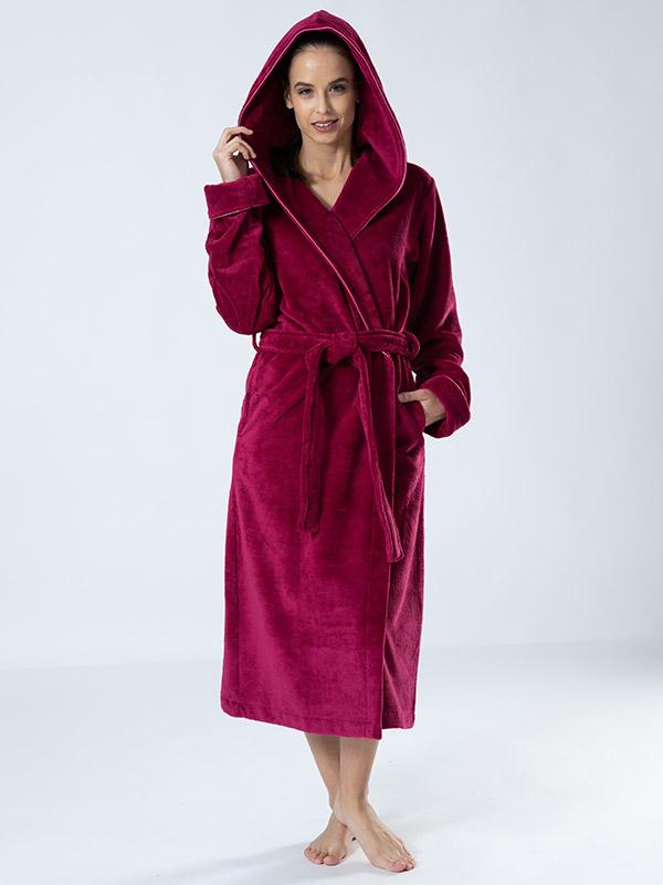 Belmanetti двухслойный халат с капюшоном "Floya Velour Deep Pink"