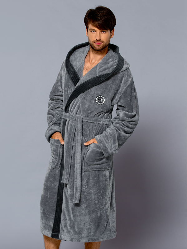 L&L vīriešu halāts ar kapuci "George Grey"