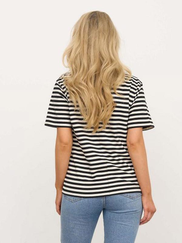 Atella T-krekls ar kokvilnu "Linda White - Black Stripes"