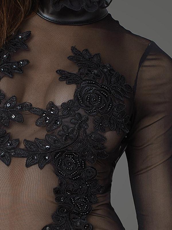 Noir Handmade saspringta kleita ar mežģīnēm "Tiffany Black"