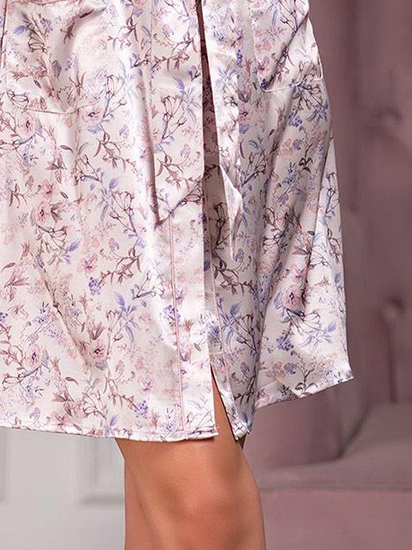MiaMia sasienams zīda halāts "Vladlena Pearl - Multicolor Floral Print"