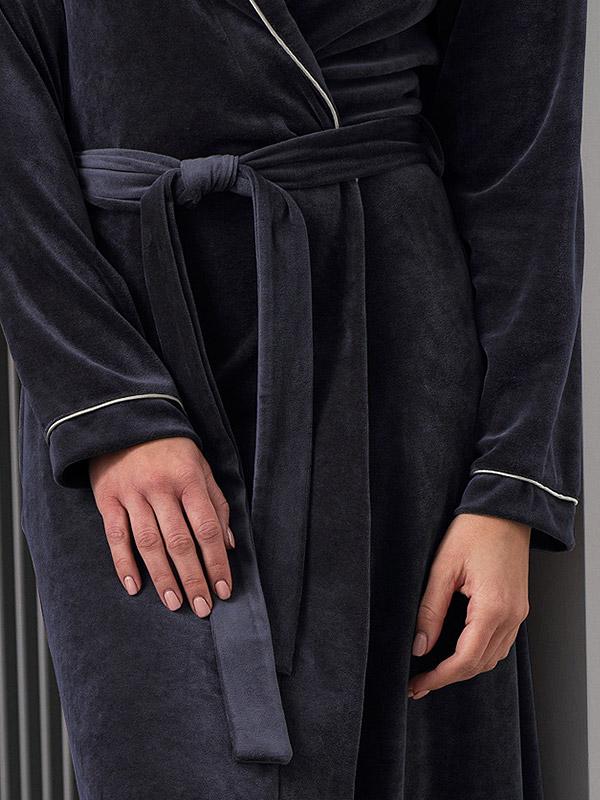 Belmanetti garš kokvilnas halāts "Dora Velour Dark Grey"
