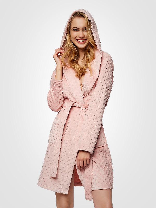Esotiq īss halāts ar kapuci "Nirel Pink"