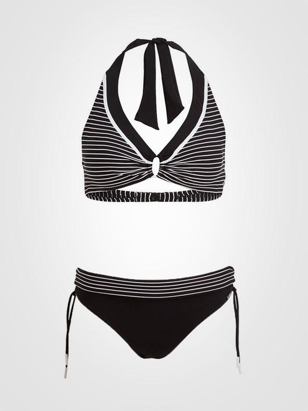 Lidea bikini peldkostīms ar formētām bļodiņām "Monochrome Avenue 2 Black - White Stripes"
