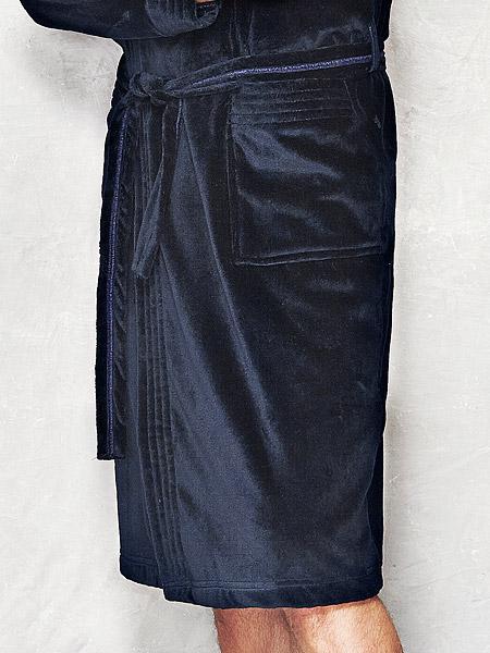 L&L kokvilnas vīriešu halāts "Max Dark Blue"