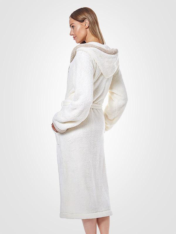 L&L garš halāts ar kapuci "Enya Ecru - Cappuccino"