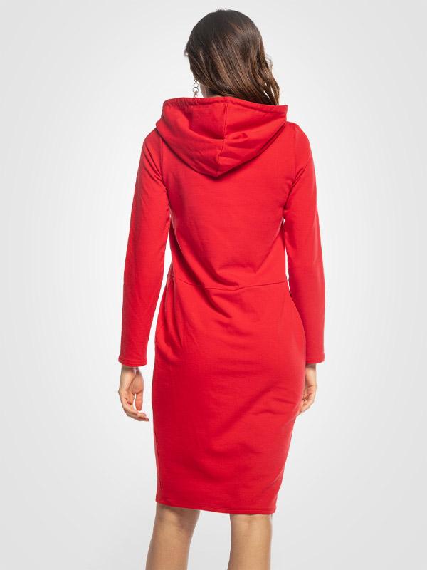 Tessita kokvilnas kleita ar kapuci "Nemira Red"