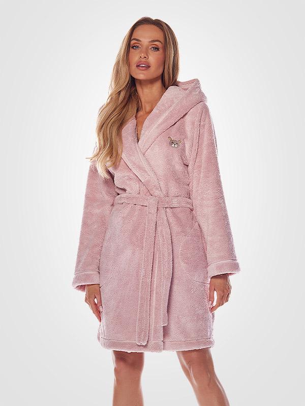 L&L īsais halāts ar kapuci "Mika Light Pink"
